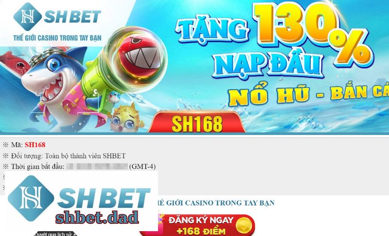 Tặng 130% Lần Nạp Đầu Tại Sảnh Nổ Hũ - Bắn Cá Của Shbet